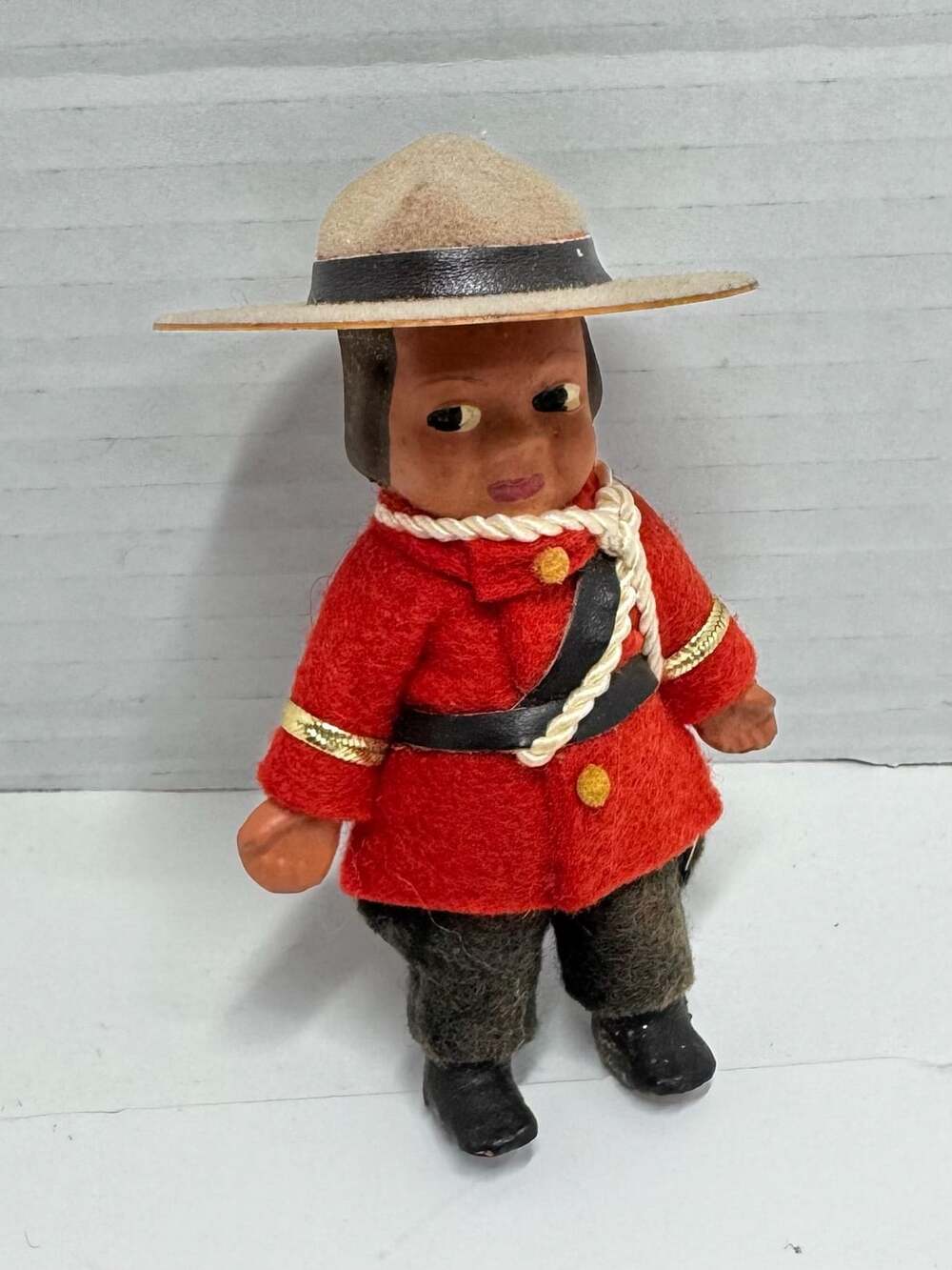 Vintage Canadian Mountie Doll in Red Felt Uniform